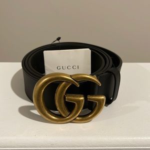Gucci Black Leather Double GG Belt